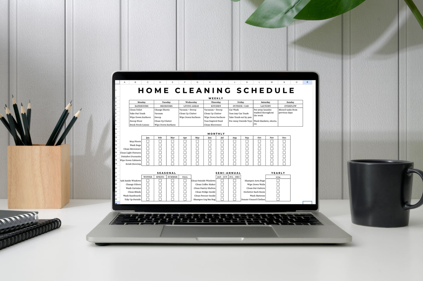 Simple Minimal Cleaning Checklist + Schedule Template